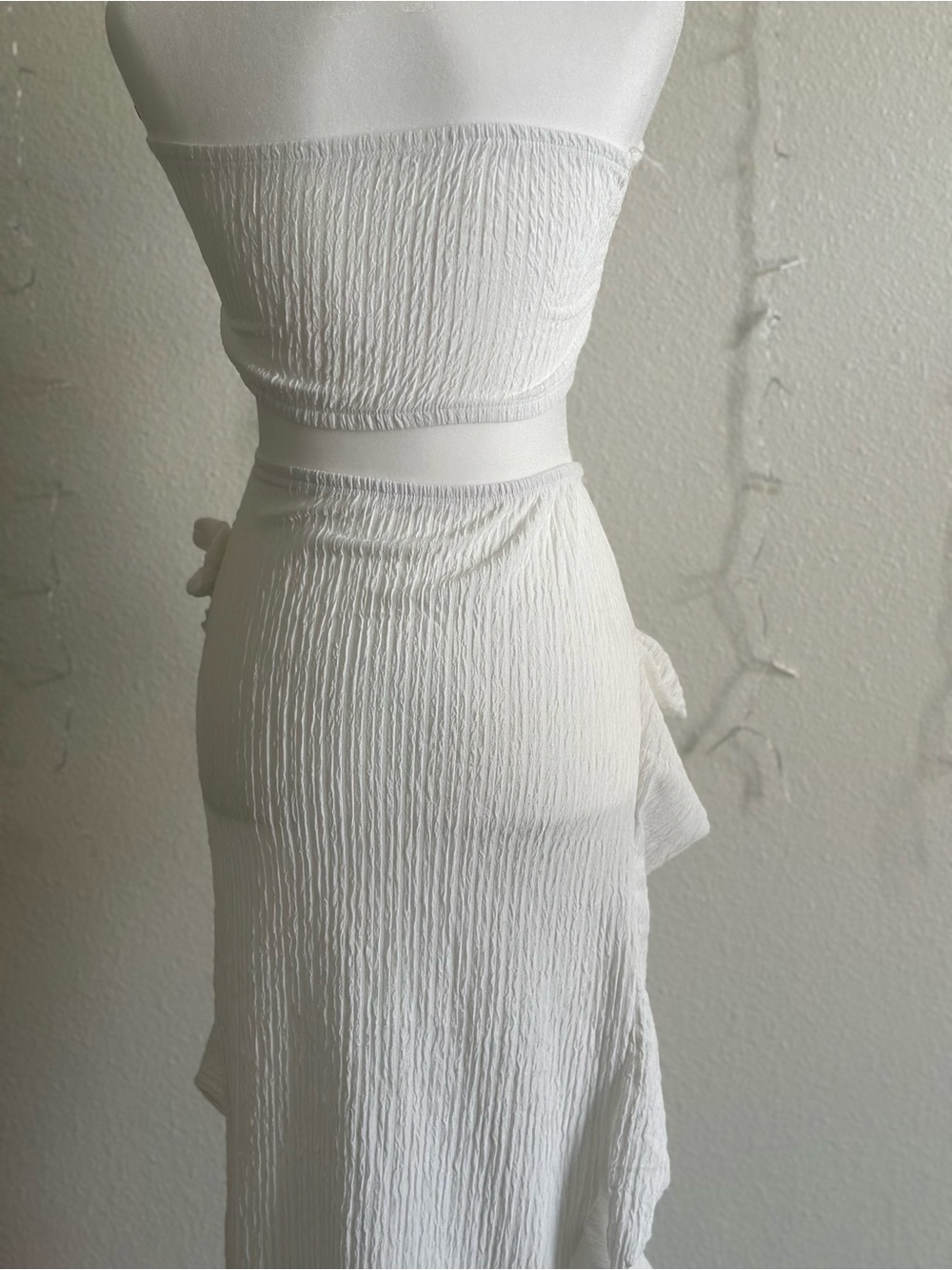 White Ruffled High-Low Swim Coverup Skirt - Picture 2 of 6